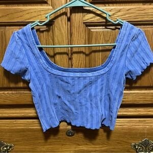 Aerie Dark Purple Ribbed Crop Top